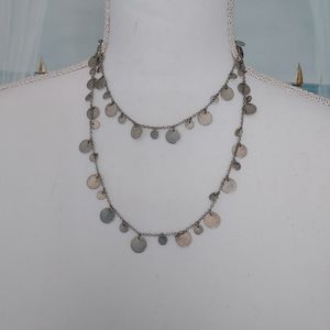 LIA SOPHIA Silvertone Dangle Disc 36" Necklace
